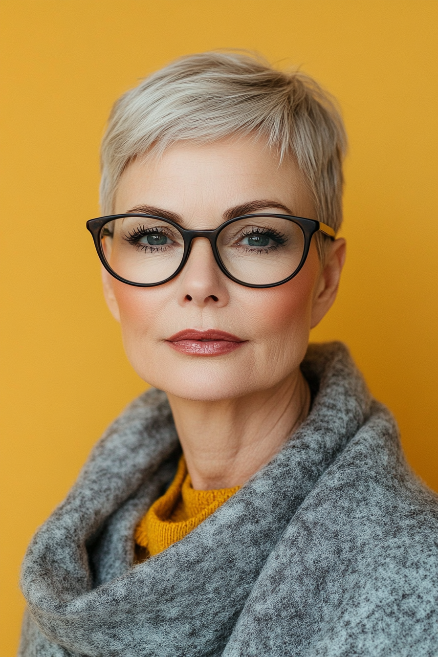 12. Ear-Length Crop with Light Auburn (Short Hairstyles For Women Over 60 With Glasses) - Short Hairstyles For Women Over 60 With Glasses