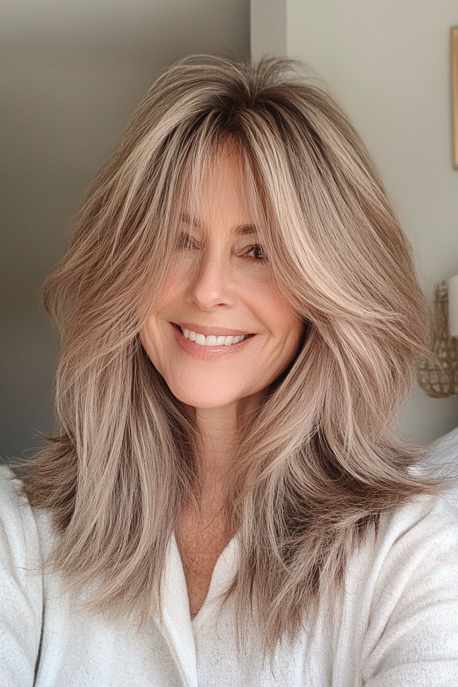 10. Soft Shag with Light Brown Subtle Layers (Shag Haircuts For Women Over 50) - Shag Haircuts For Women Over 50