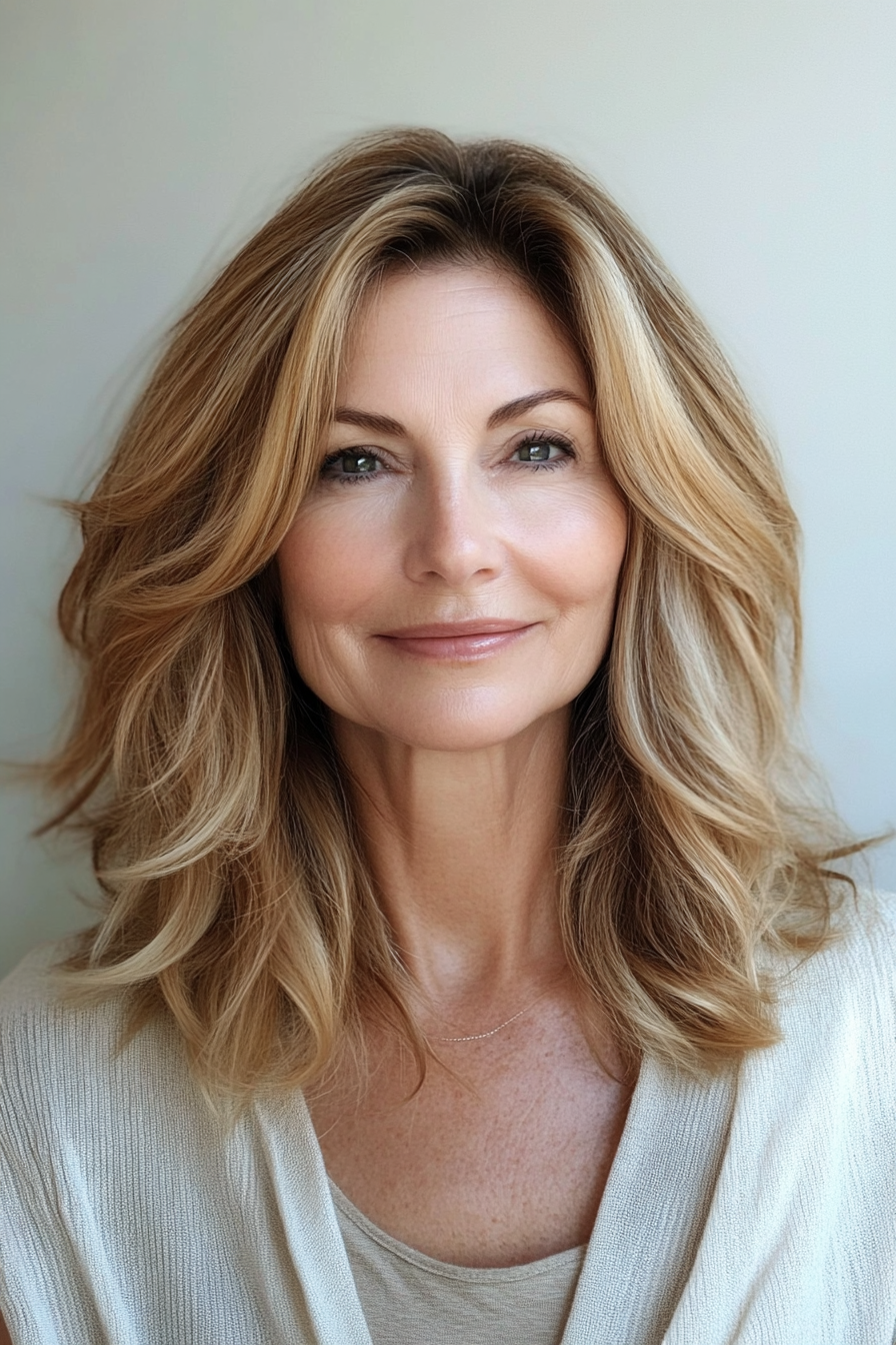 11. Beachy Shag with Golden Blonde Waves (Shag Haircuts For Women Over 50) - Shag Haircuts For Women Over 50