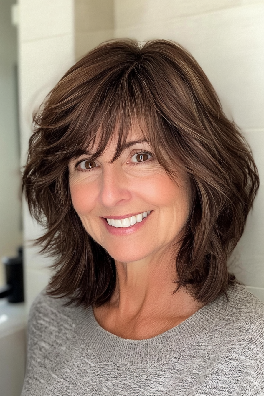 12. Face-Framing Shag with Chocolate Brown Depth (Shag Haircuts For Women Over 50) - Shag Haircuts For Women Over 50