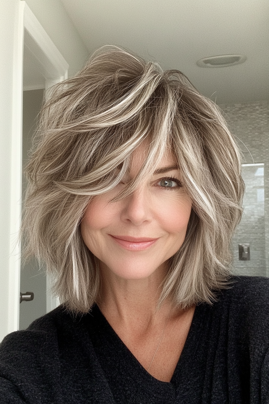 14. Shag Cut with Platinum Accents (Shag Haircuts For Women Over 50) - Shag Haircuts For Women Over 50