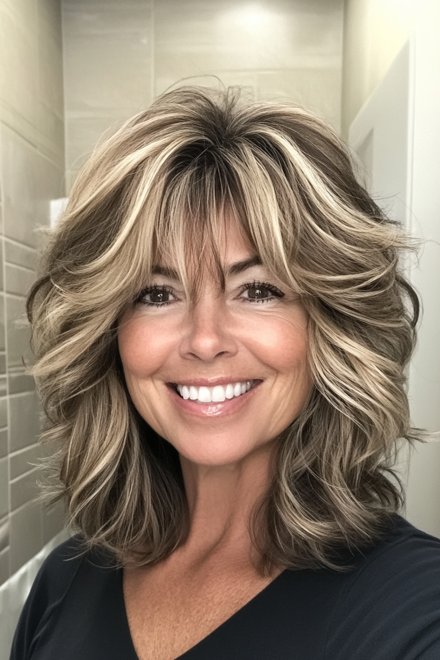 17. Tousled Shag with Dark Blonde Depth (Shag Haircuts For Women Over 50) - Shag Haircuts For Women Over 50