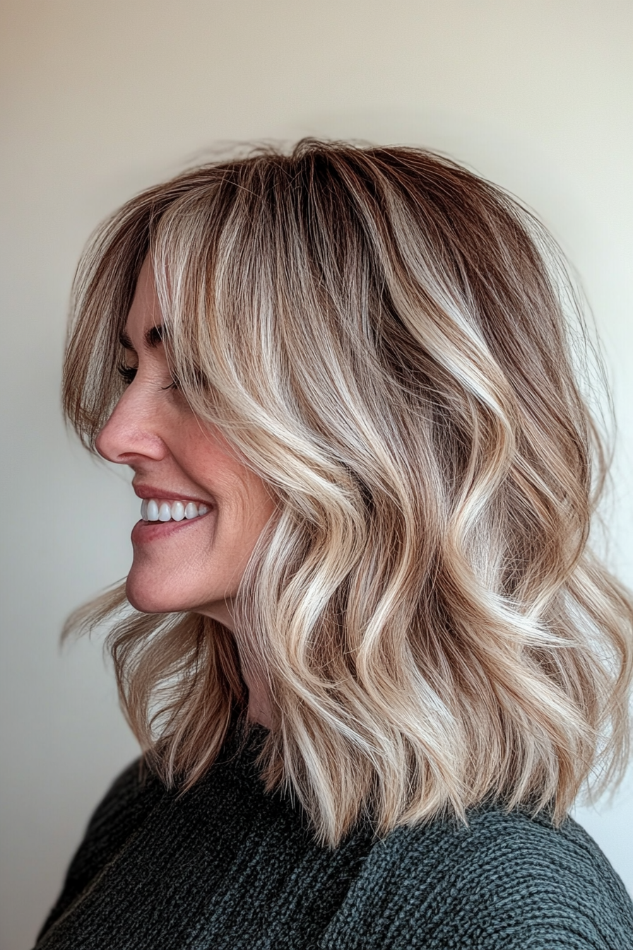 26. Shaggy Layers with Beige Blonde Ends (Shag Haircuts For Women Over 50) - Shag Haircuts For Women Over 50