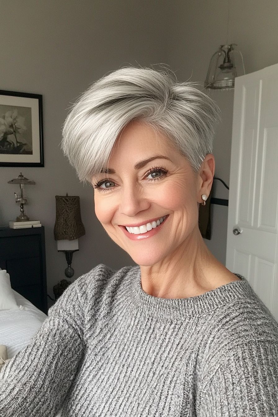 1. Pixie Cut with Subtle Silver Layers (Short Hairstyles For Older Women) - Short Hairstyles For Older Women