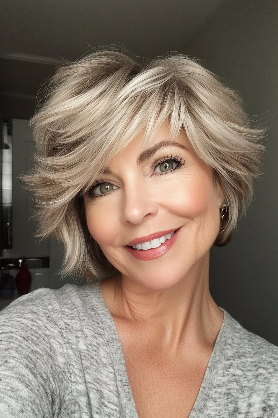4. Textured Shag with Sandy Blonde (Short Hairstyles For Older Women) - Short Hairstyles For Older Women