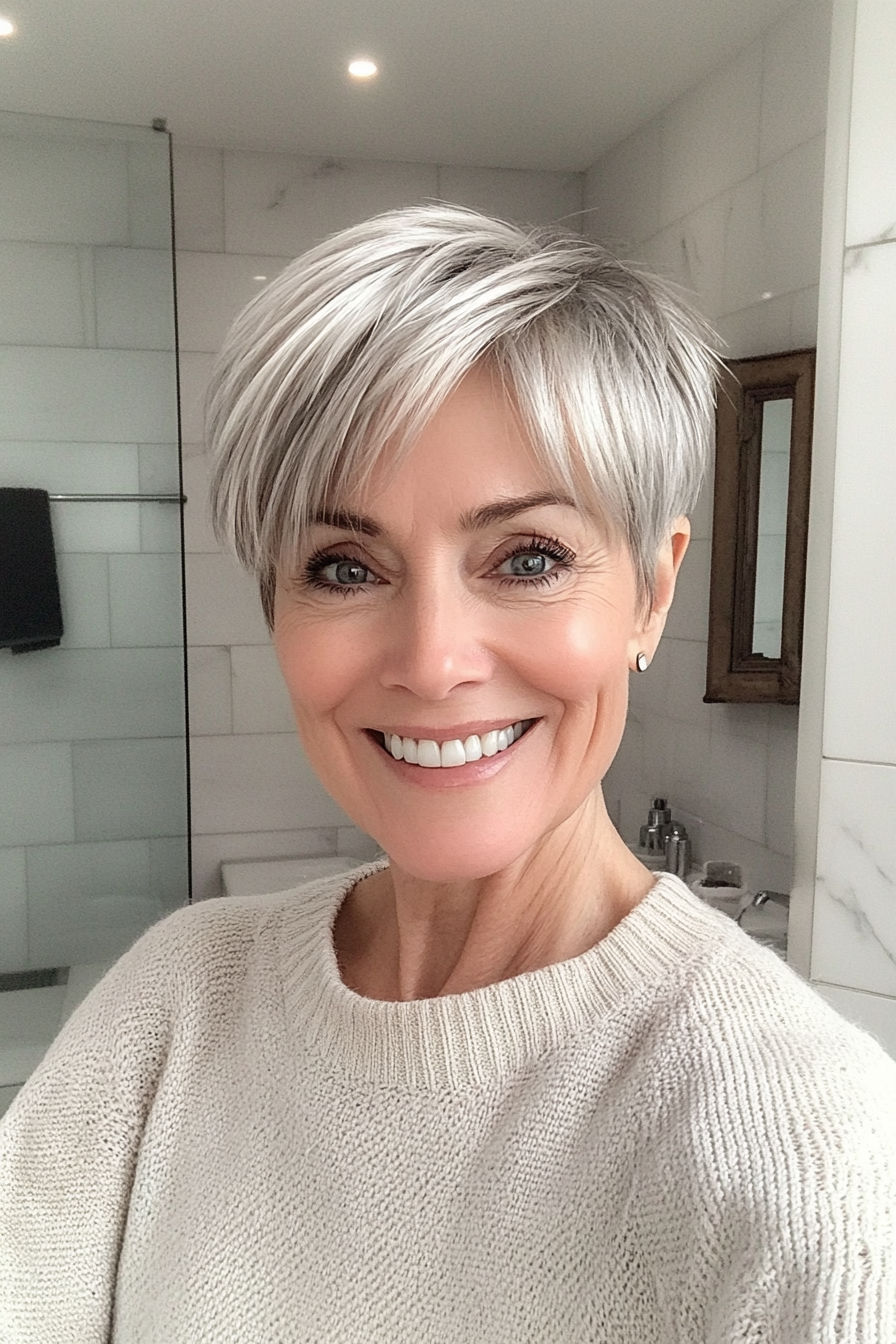 11. Classic Crop with Silver Blonde Hue (Short Hairstyles For Older Women) - Short Hairstyles For Older Women