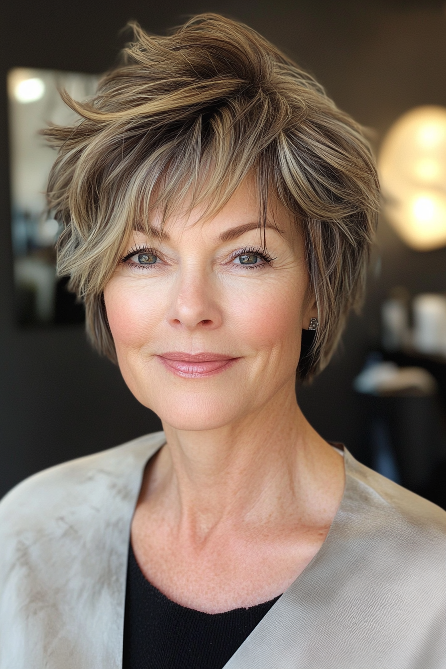 14. Cropped Shag in Dark Mocha (Short Hairstyles For Older Women) - Short Hairstyles For Older Women