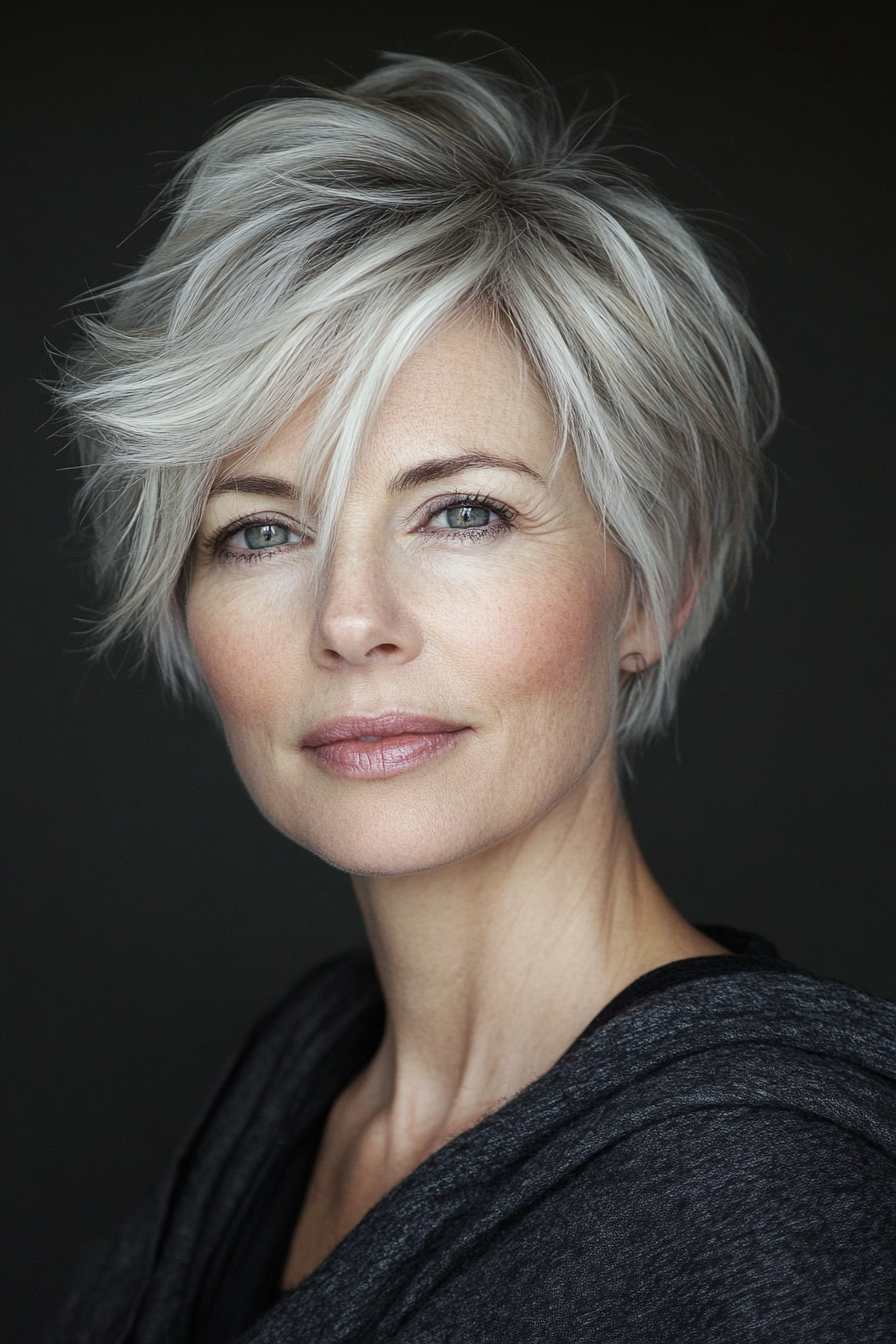 20. Short Choppy Layers in Ash Blonde (Short Hairstyles For Older Women) - Short Hairstyles For Older Women