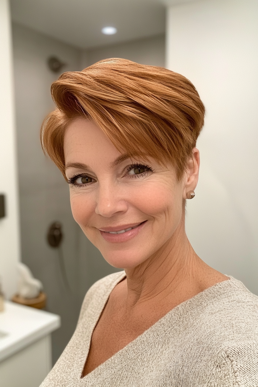 23. Short Tapered Cut in Light Chestnut (Short Hairstyles For Older Women) - Short Hairstyles For Older Women