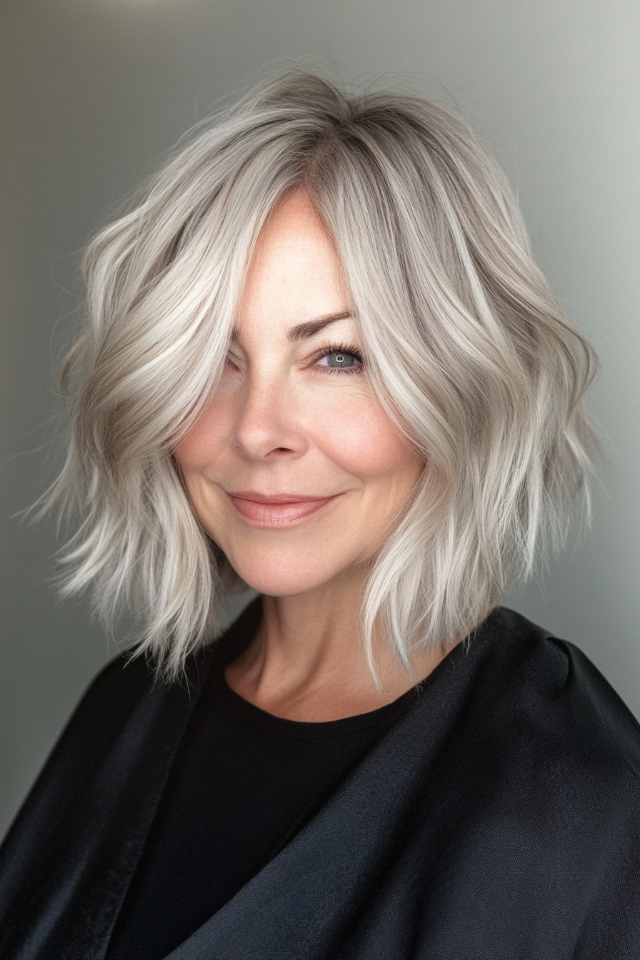 26. Soft Shag in Silver Ash Blonde (Short Hairstyles For Older Women) - Short Hairstyles For Older Women