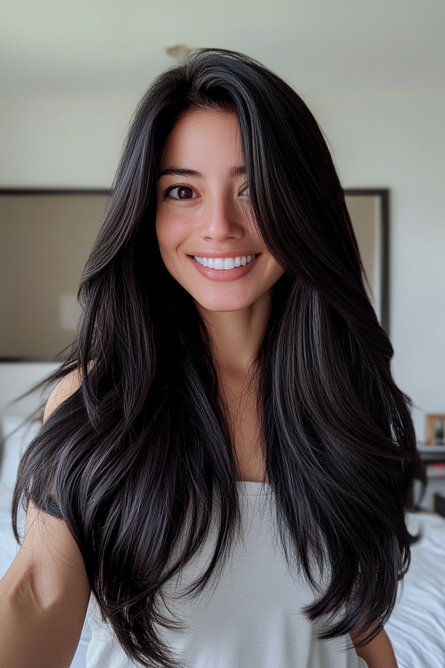 7. Black Espresso Sleek Layers (Haircuts For Long Hair With Layers) - Haircuts For Long Hair With Layers