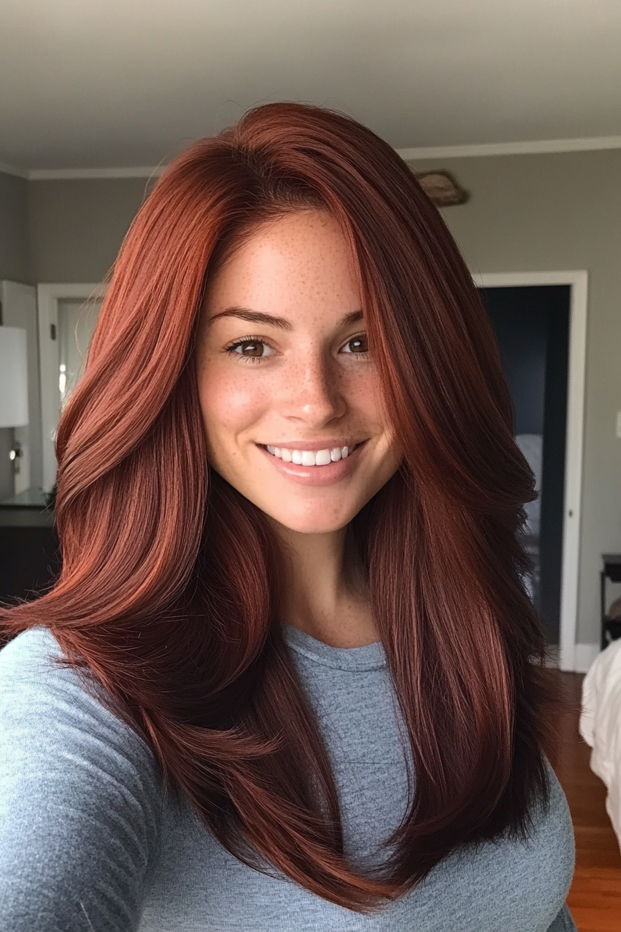 11. Rich Auburn Tapered Layers (Haircuts For Long Hair With Layers) - Haircuts For Long Hair With Layers