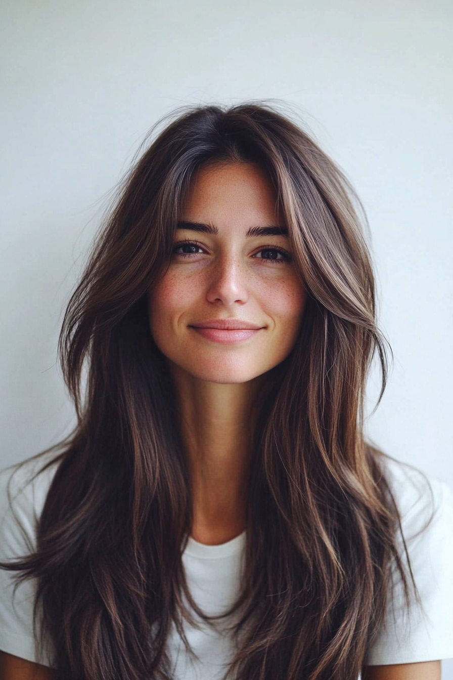 17. Neutral Brunette Layered Undercut (Haircuts For Long Hair With Layers) - Haircuts For Long Hair With Layers