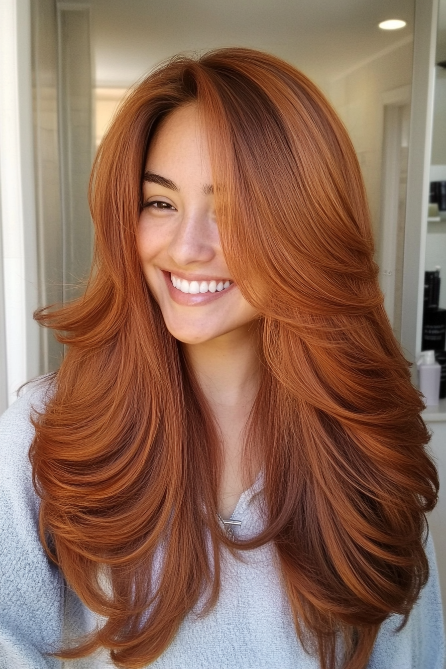 18. Copper-Tinted Long Layers (Haircuts For Long Hair With Layers) - Haircuts For Long Hair With Layers