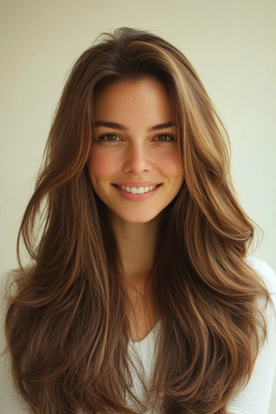 20. Honey Brown Blended Layers (Haircuts For Long Hair With Layers) - Haircuts For Long Hair With Layers