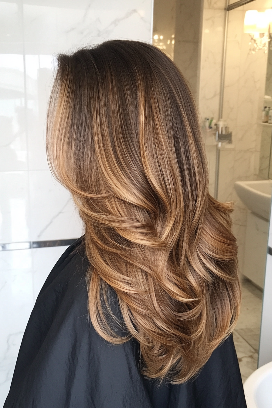 23. Bronze Balayage Layered Cut (Haircuts For Long Hair With Layers) - Haircuts For Long Hair With Layers