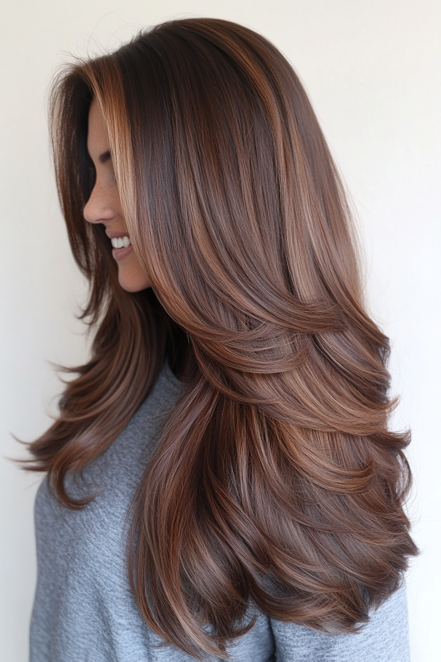 26. Chocolate Toffee Layered Blend (Haircuts For Long Hair With Layers) - Haircuts For Long Hair With Layers