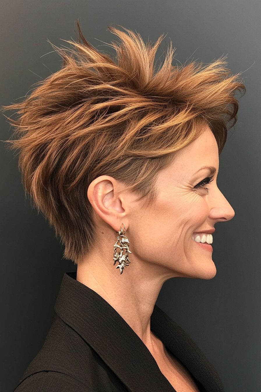 9. Spiky Pixie in Golden Brown (Pixie Hairstyles For Thin Hair) - Pixie Hairstyles For Thin Hair