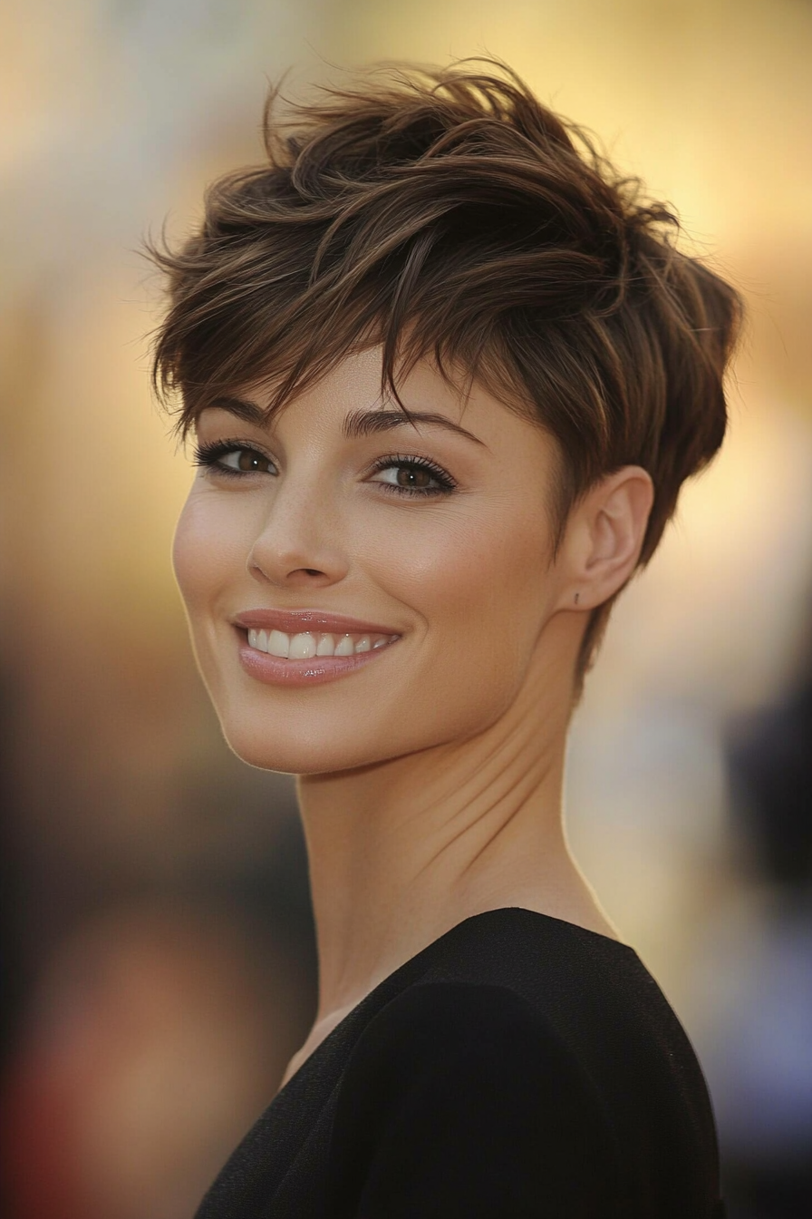 19. Textured Top Pixie in Sandy Brunette (Pixie Hairstyles For Thin Hair) - Pixie Hairstyles For Thin Hair