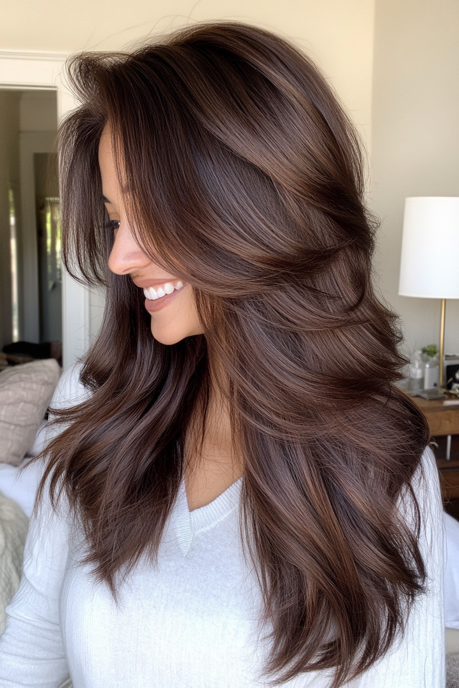 5. Mahogany Dimensional Cut (Haircuts For Long Brown Hair) - Haircuts For Long Brown Hair
