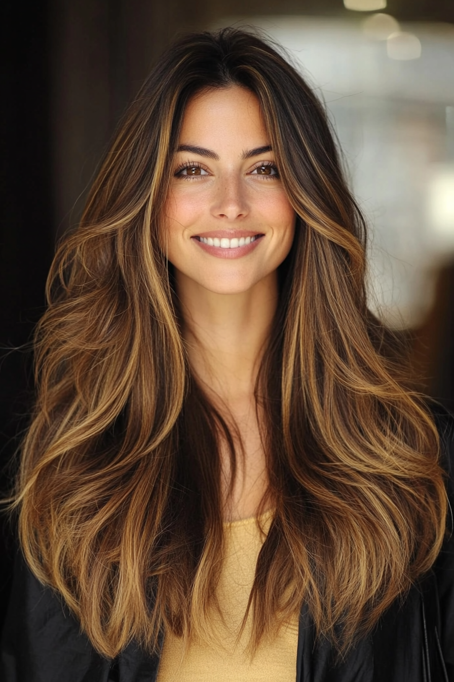 6. Golden Brown Long Layers (Haircuts For Long Brown Hair) - Haircuts For Long Brown Hair