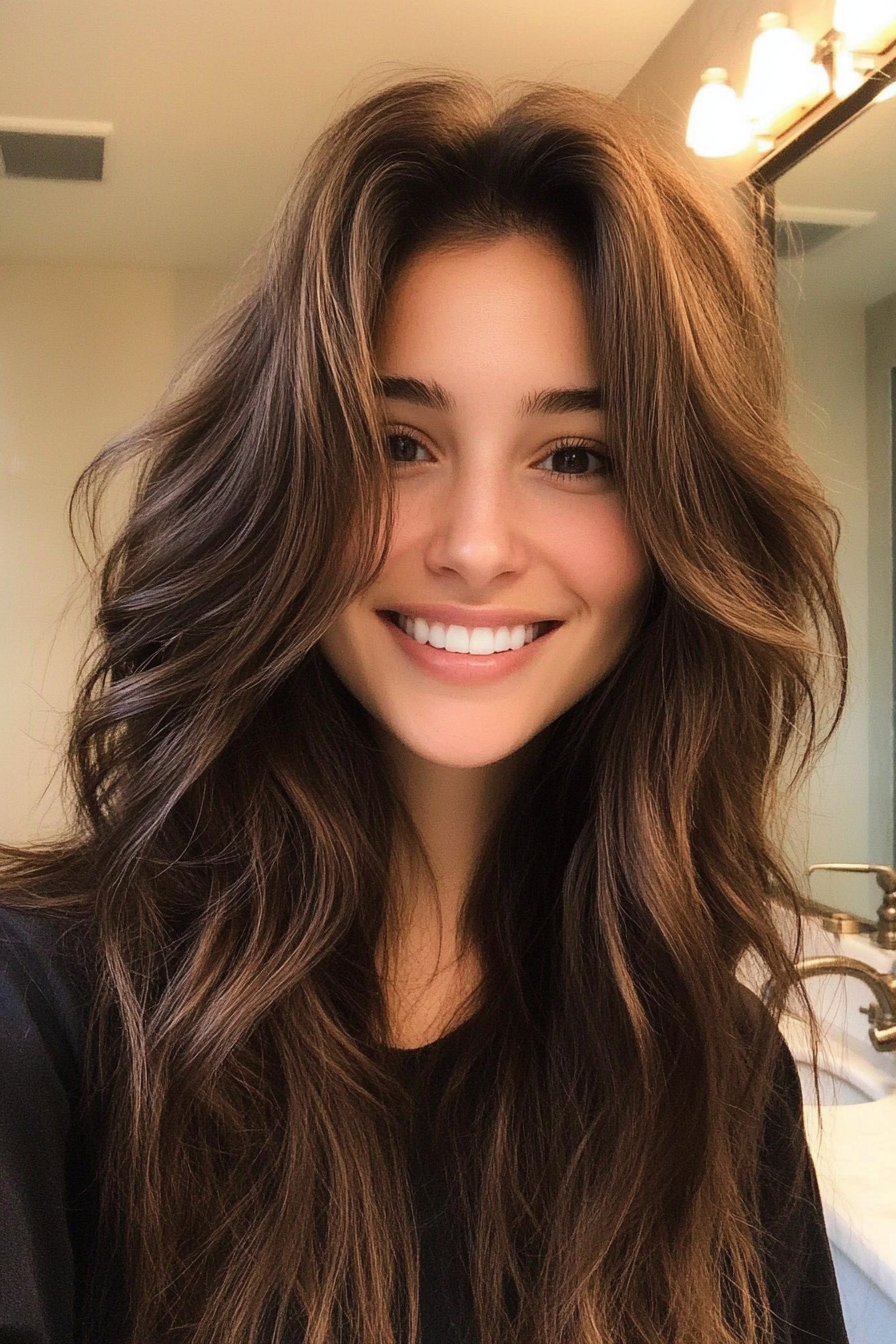 8. Ash Brown Layered Shag (Haircuts For Long Brown Hair) - Haircuts For Long Brown Hair