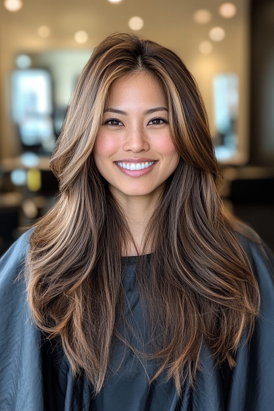 10. Warm Toffee Lived-In Layers (Haircuts For Long Brown Hair) - Haircuts For Long Brown Hair