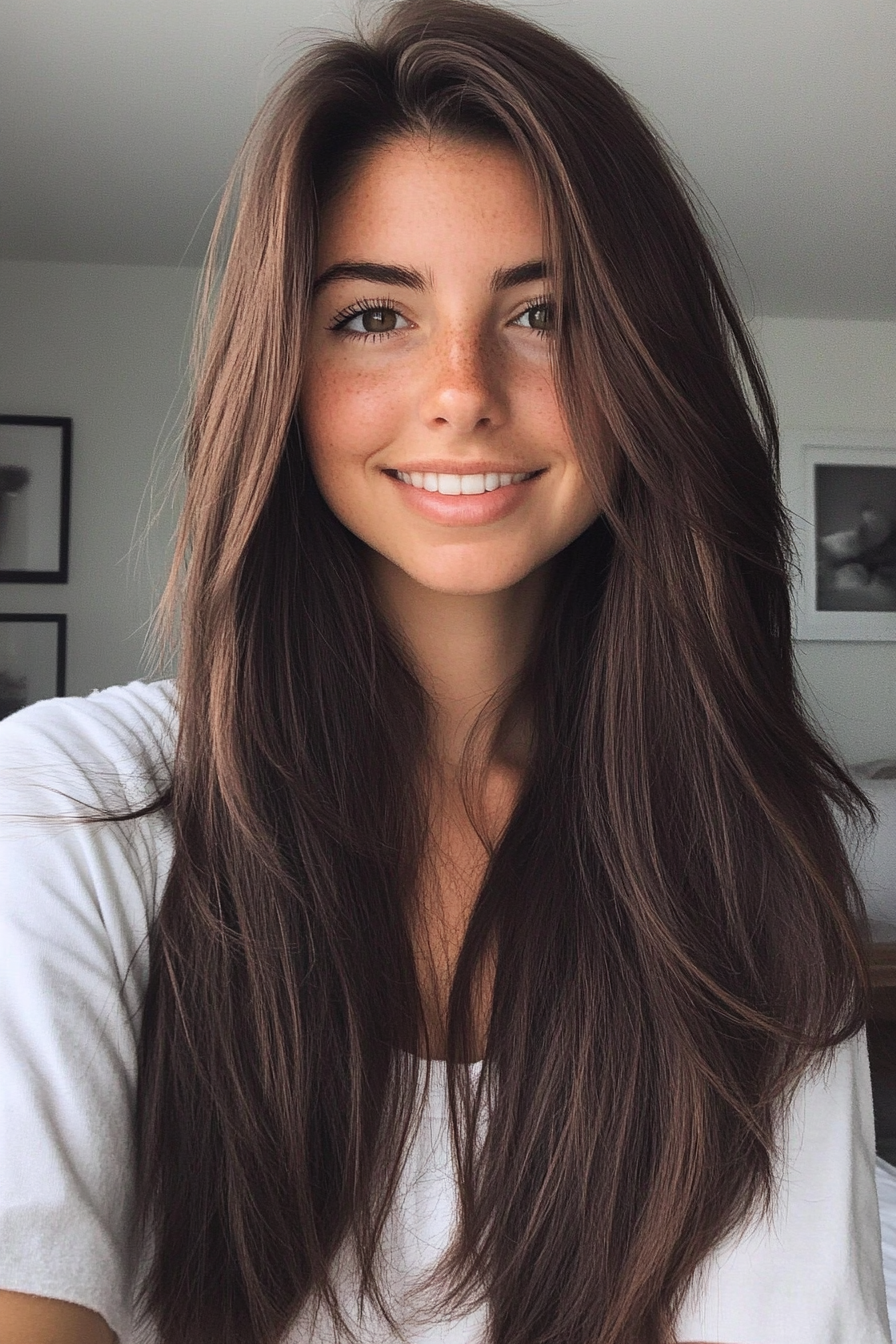 13. Espresso Blunt Cut with Subtle Layers (Haircuts For Long Brown Hair) - Haircuts For Long Brown Hair