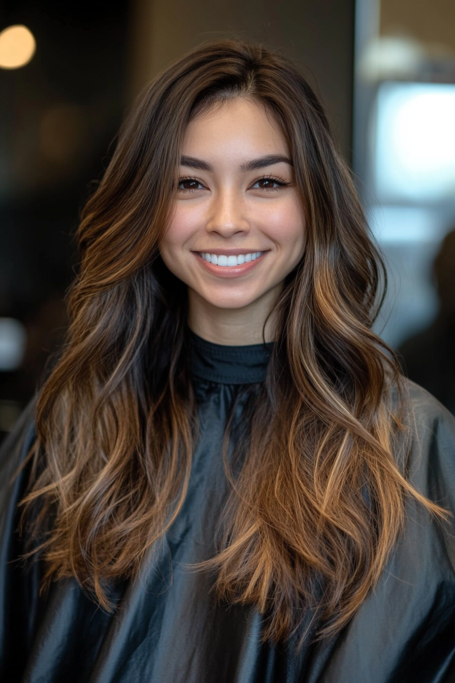 16. Mocha Caramel Long Layers (Haircuts For Long Brown Hair) - Haircuts For Long Brown Hair