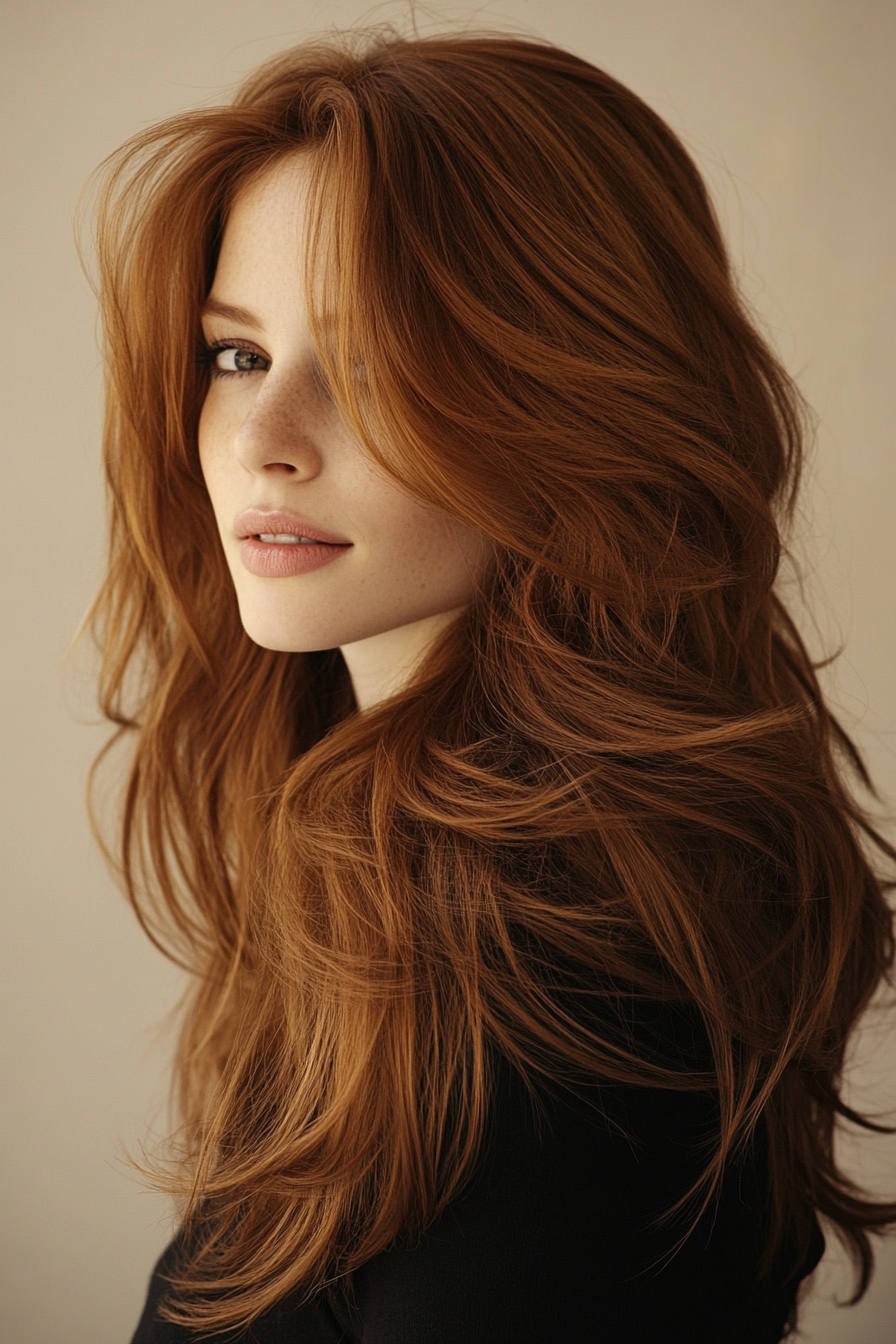 23. Cinnamon-Toned Layered Waves (Haircuts For Long Brown Hair) - Haircuts For Long Brown Hair