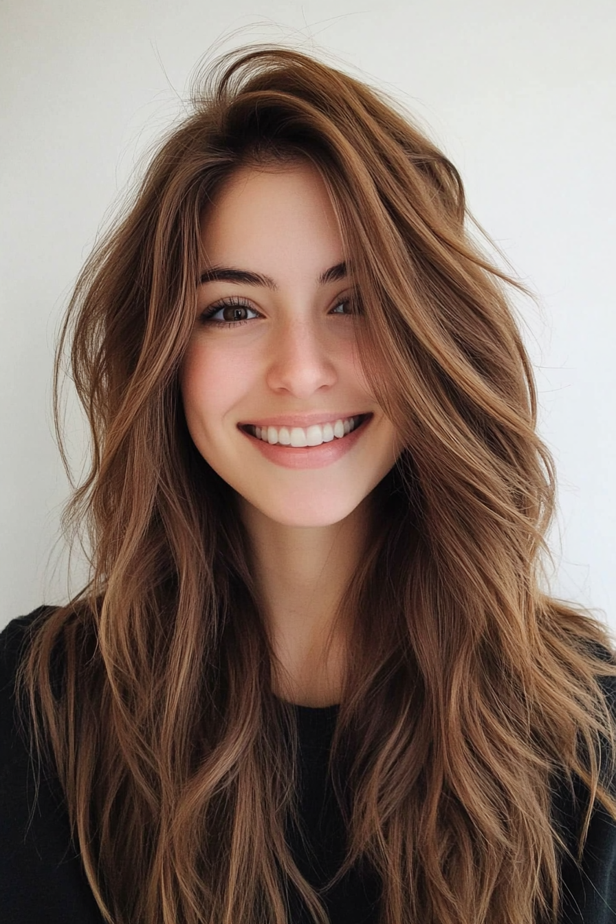 27. Light Mocha Breezy Layers (Haircuts For Long Brown Hair) - Haircuts For Long Brown Hair