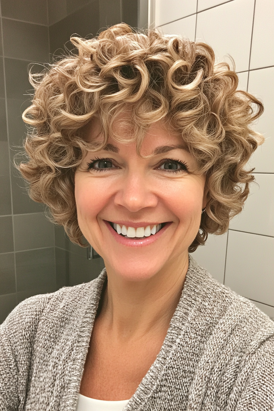 3. Tapered Curly Cut in Ash Blonde (Short Curly Hairstyles For Women Over 50) - Short Curly Hairstyles For Women Over 50
