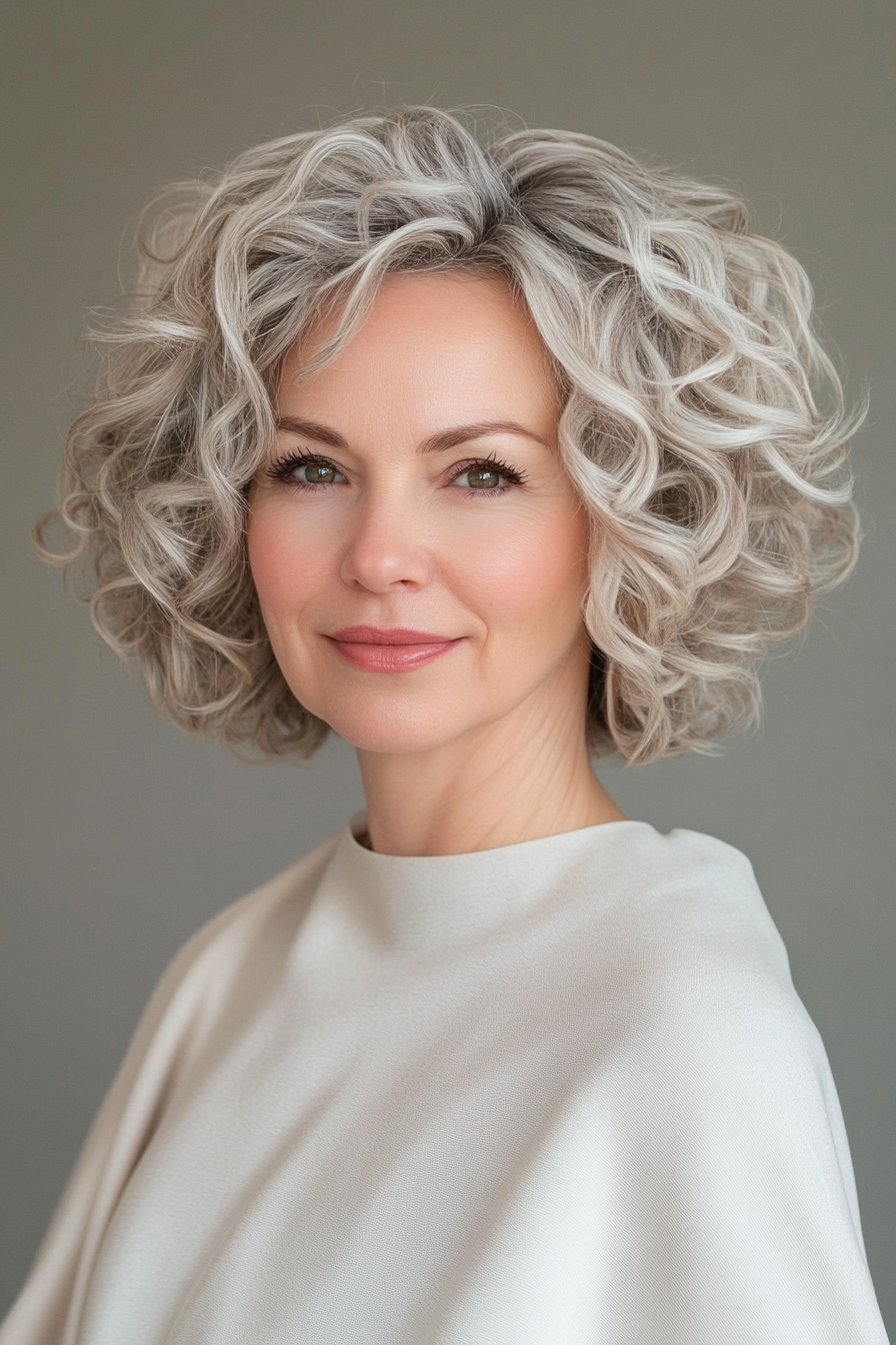 25. Short Sculpted Curls in Warm Beige (Short Curly Hairstyles For Women Over 50) - Short Curly Hairstyles For Women Over 50