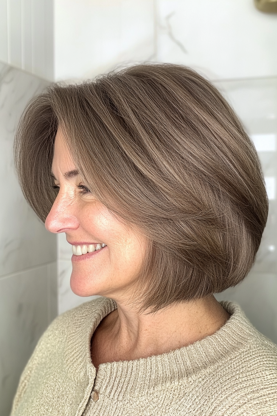 1. Soft Layered Bob in Ash Brown (Haircuts For Women Over 60 With Thin Hair) - Haircuts For Women Over 60 With Thin Hair