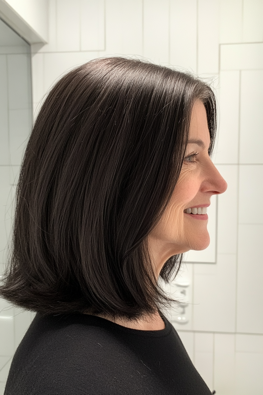 4. Classic Shoulder-Length Cut in Soft Black (Haircuts For Women Over 60 With Thin Hair) - Haircuts For Women Over 60 With Thin Hair