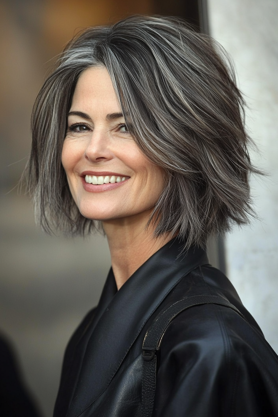 5. Choppy Bob in Dark Espresso (Haircuts For Women Over 60 With Thin Hair) - Haircuts For Women Over 60 With Thin Hair