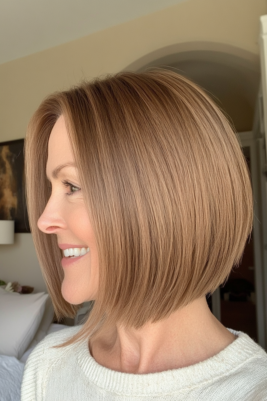 20. Classic Blunt Lob in Soft Caramel (Haircuts For Women Over 60 With Thin Hair) - Haircuts For Women Over 60 With Thin Hair