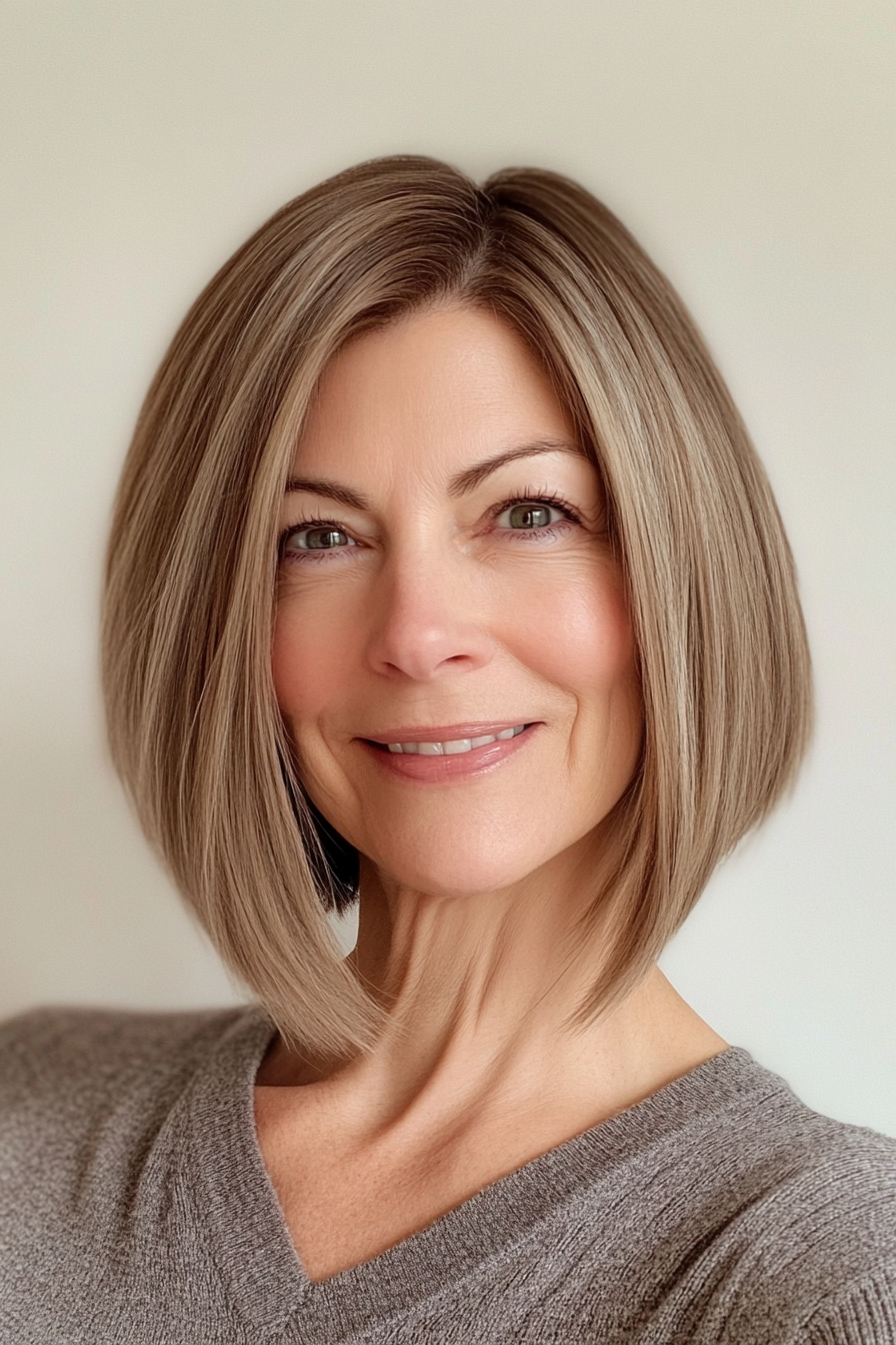 22. Inverted Bob in Smoky Brown (Haircuts For Women Over 60 With Thin Hair) - Haircuts For Women Over 60 With Thin Hair