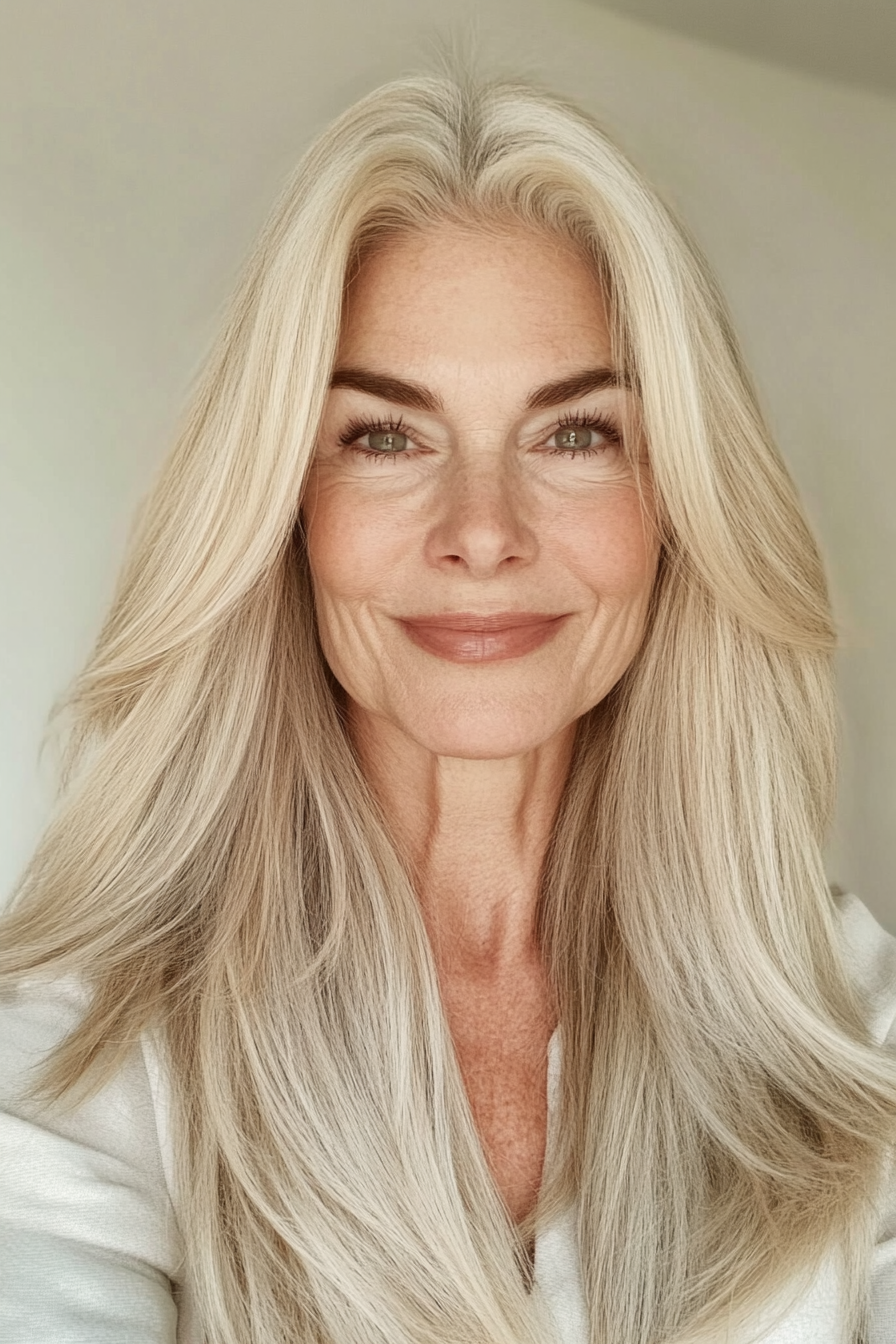 3. Sunlit Honey Straight Layers (Long Hairstyles For Women Over 60) - Long Hairstyles For Women Over 60