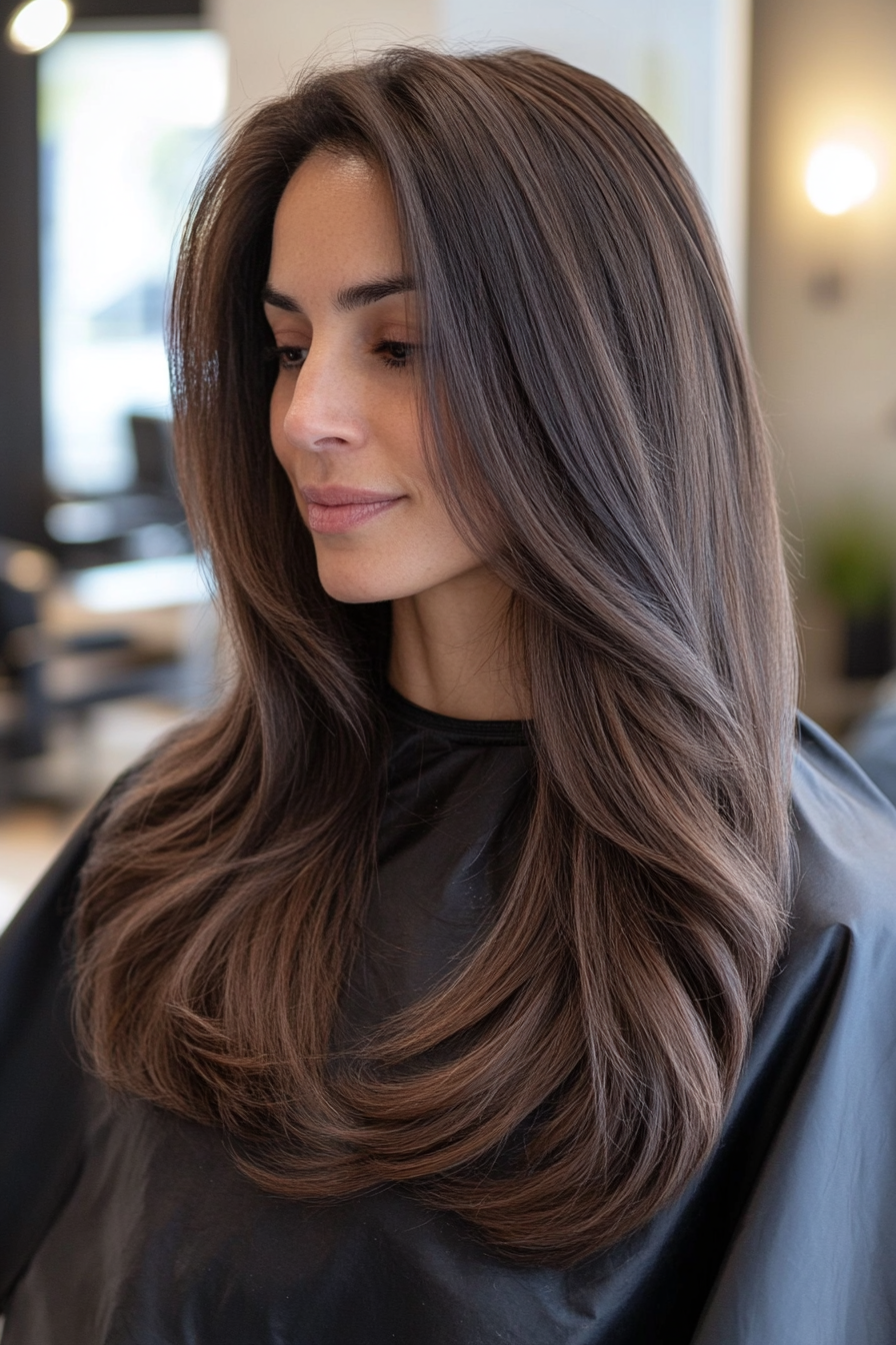 8. Deep Espresso Layers (Long Hairstyles For Women Over 60) - Long Hairstyles For Women Over 60