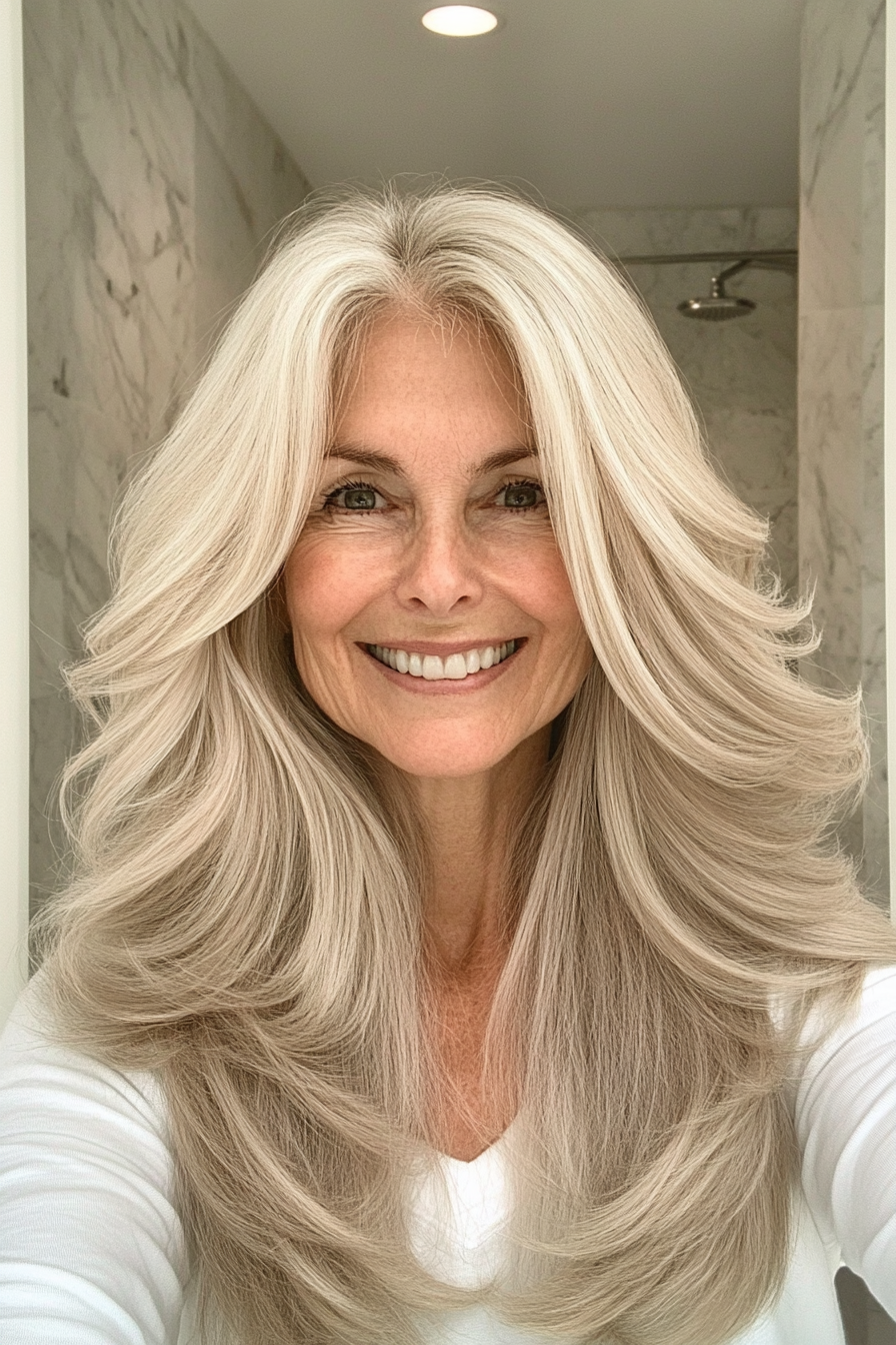 23. Ash Blonde Blended Layers (Long Hairstyles For Women Over 60) - Long Hairstyles For Women Over 60