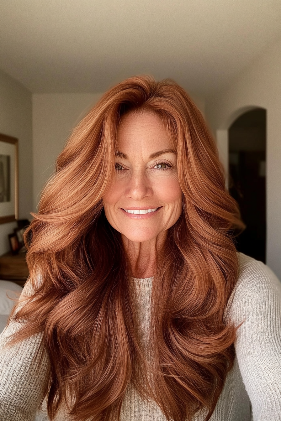 24. Soft Cinnamon Waves (Long Hairstyles For Women Over 60) - Long Hairstyles For Women Over 60