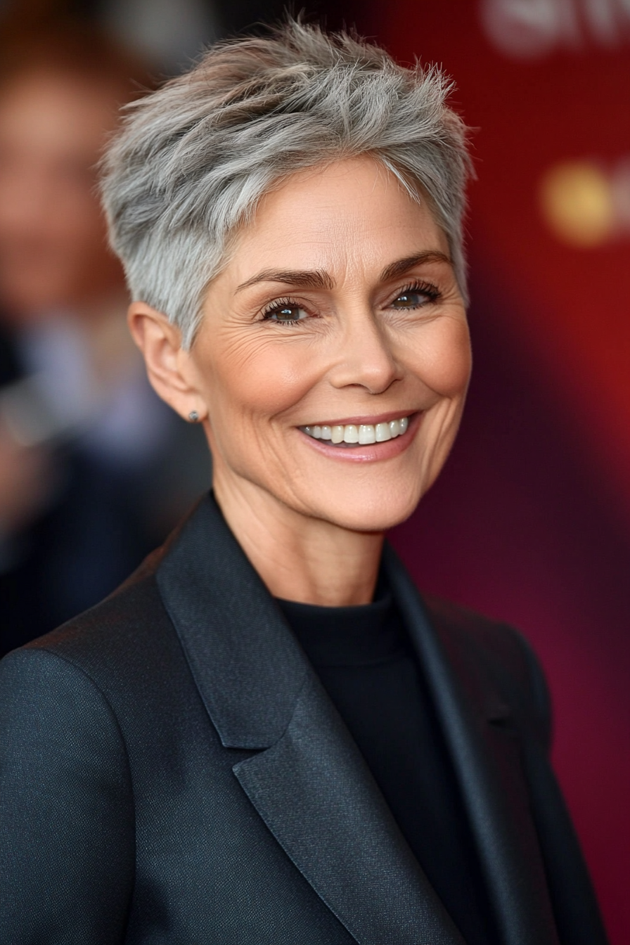1. Pixie with Salt-and-Pepper Texture (Very Short Haircuts For Older Women) - Very Short Haircuts For Older Women