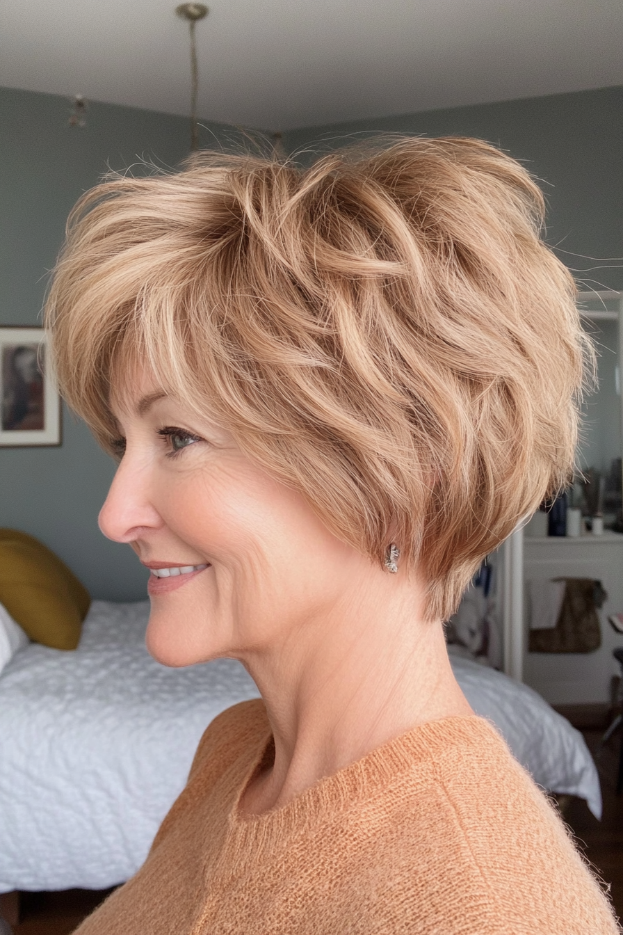 7. Golden Blonde Cropped Shag (Very Short Haircuts For Older Women) - Very Short Haircuts For Older Women