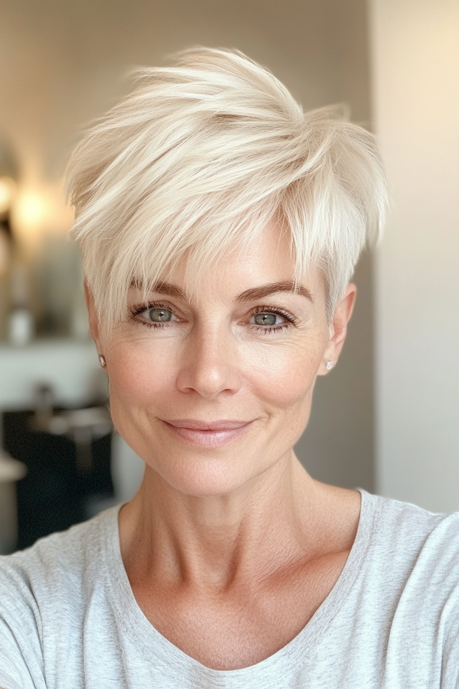 11. Ear-Length Cut in Sandy Blonde (Very Short Haircuts For Older Women) - Very Short Haircuts For Older Women