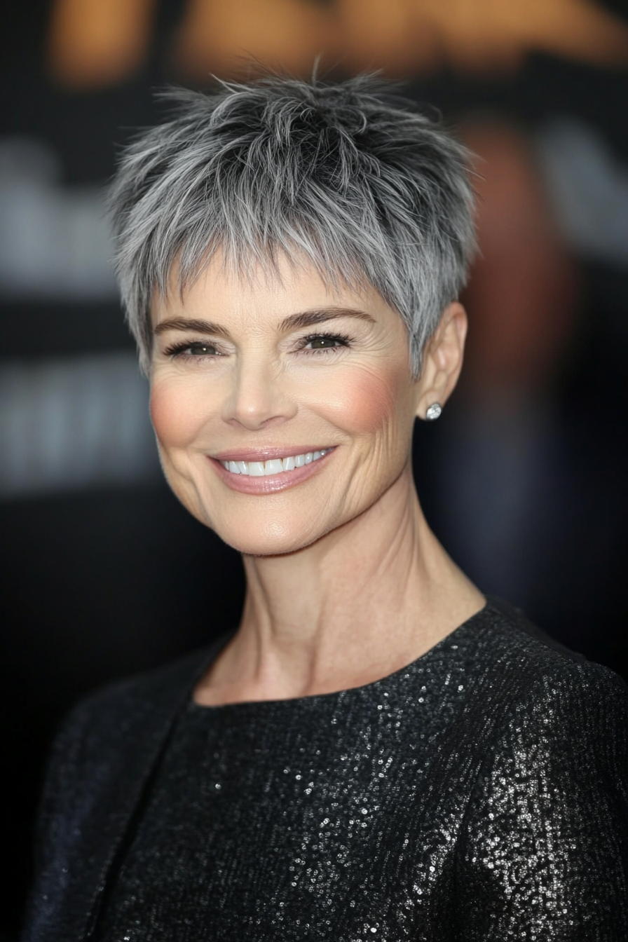 18. Textured French Crop in Dark Gray (Very Short Haircuts For Older Women) - Very Short Haircuts For Older Women