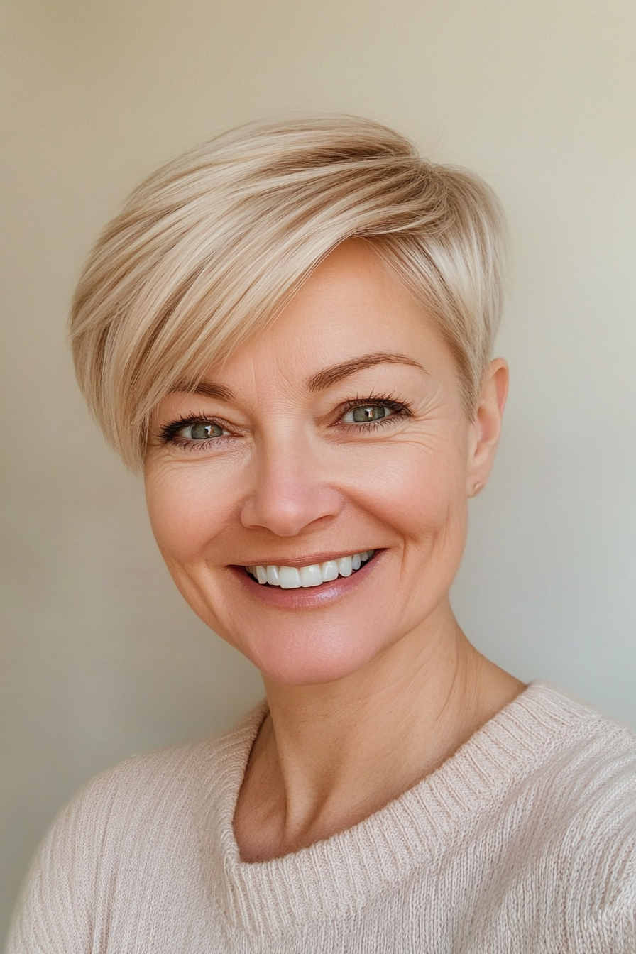 21. Short Side-Part Cut with Honey Blonde (Very Short Haircuts For Older Women) - Very Short Haircuts For Older Women