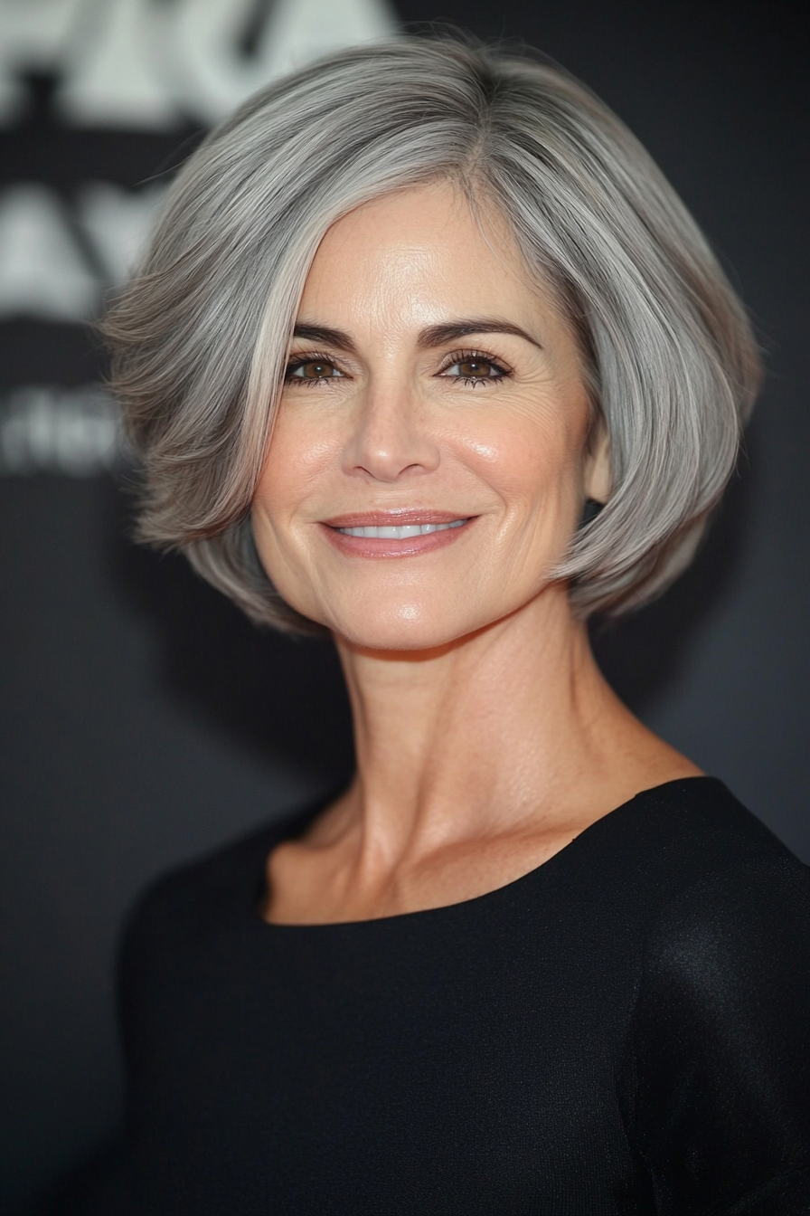 22. Soft Curved Cut with Warm Gray (Very Short Haircuts For Older Women) - Very Short Haircuts For Older Women