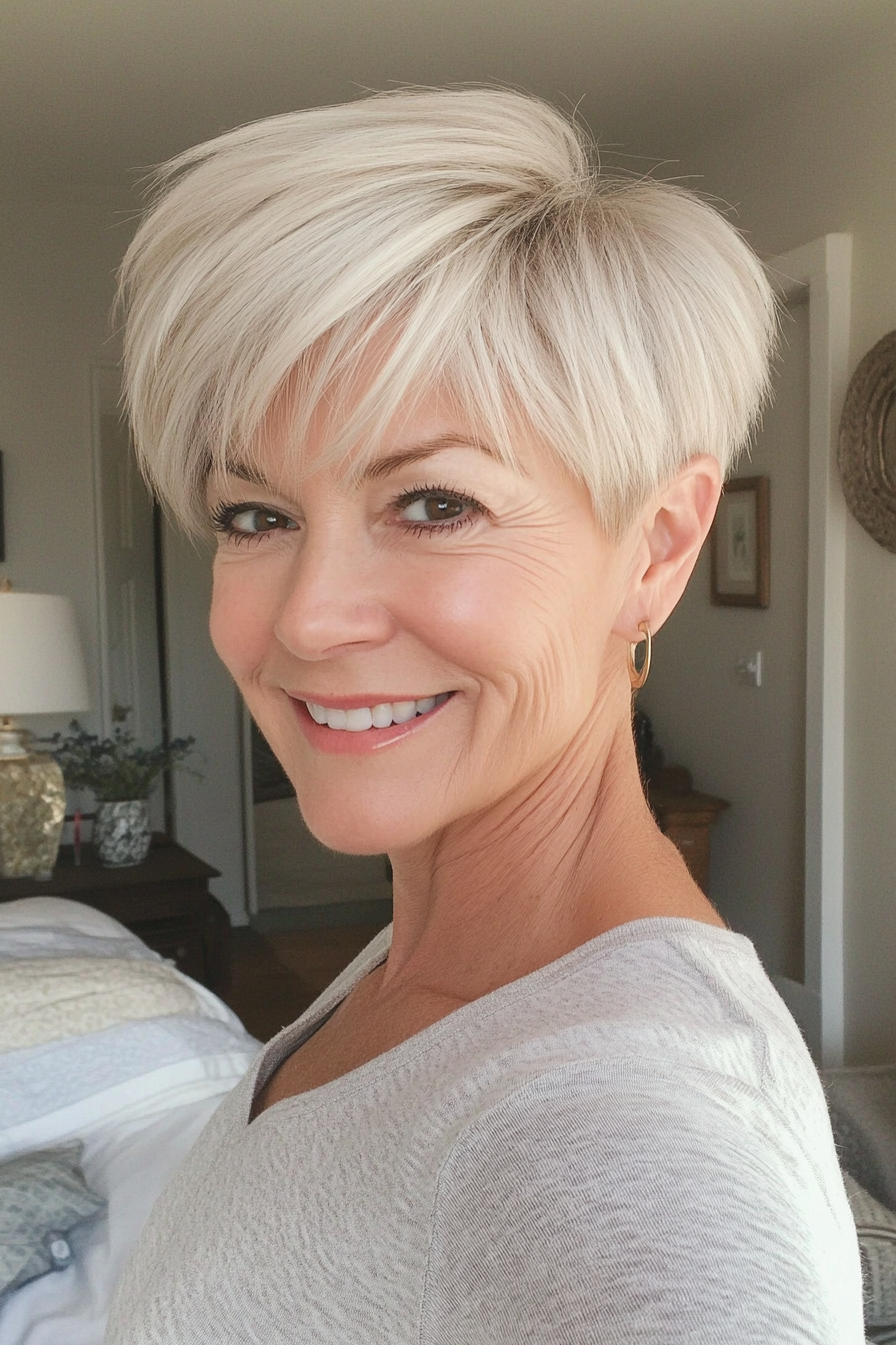 25. Feathered Pixie with Light Blonde (Very Short Haircuts For Older Women) - Very Short Haircuts For Older Women