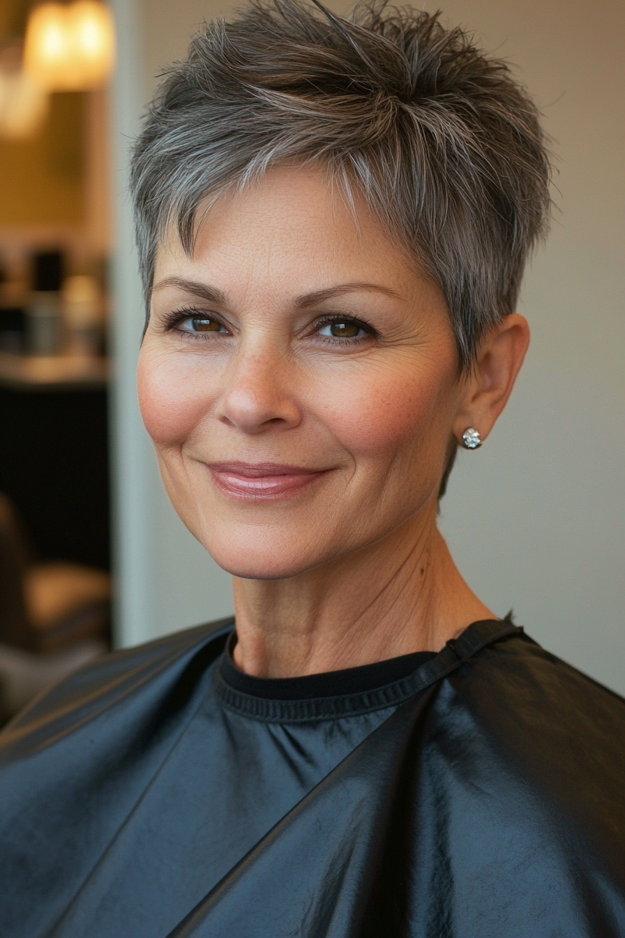27. Short Razor Cut with Deep Mahogany (Very Short Haircuts For Older Women) - Very Short Haircuts For Older Women